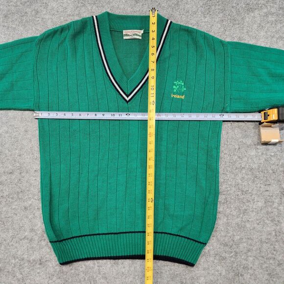 Celtic Country Mens XL Irish Ireland Acrylic Knit Green V Neck Varsity Sweater - Picture 8 of 13
